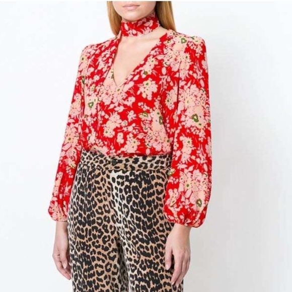 Rixo London Moss Bunch Floral Silk Blouse - Picture 1 of 10